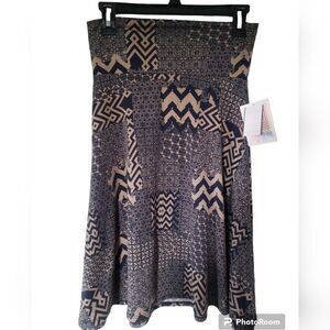LuLaRoe‎ Azure Skirt Women’s Small Twirl Skirt Blue Tan Stretchy NEW